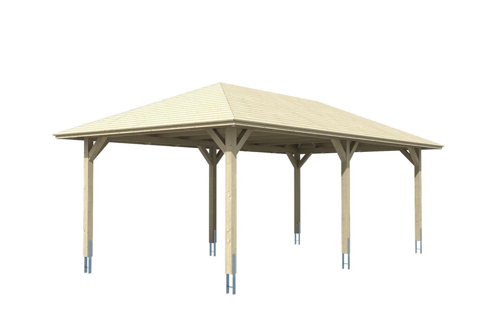 Carport Taunus 439 x 786 cm, colour pre-treated light oak