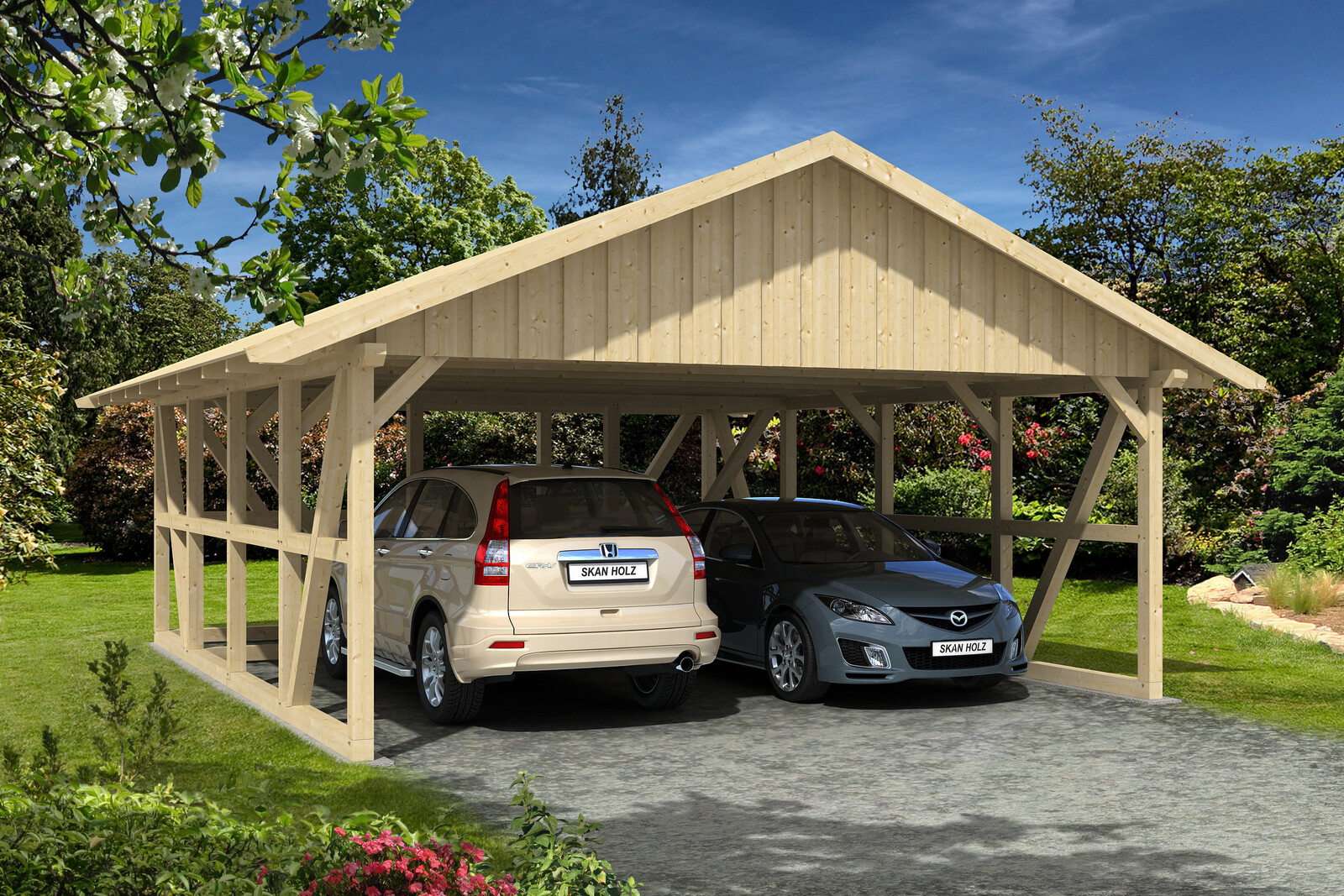 Doppelcarport Schwarzwald mit Abstellraum 560 x 160 cm