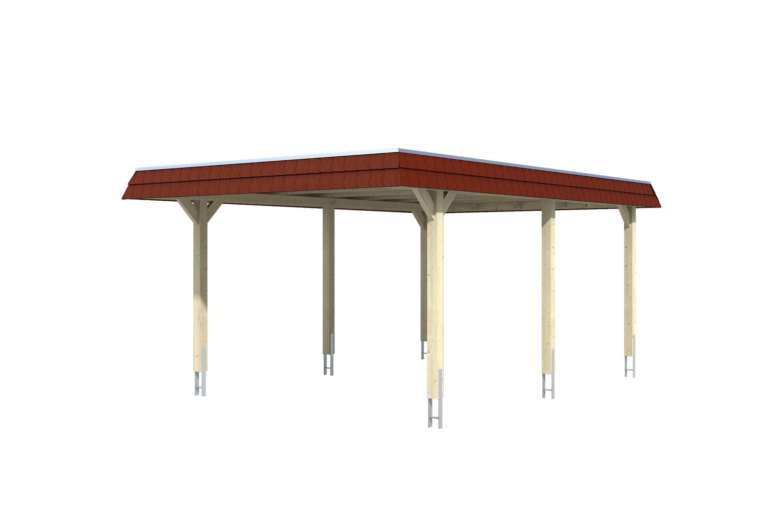 Carport Wendland, rode plaat met leisteenuiterlijk 409 x 628 cm, onbehandeld, met dakbetimmering en EPDM-folie