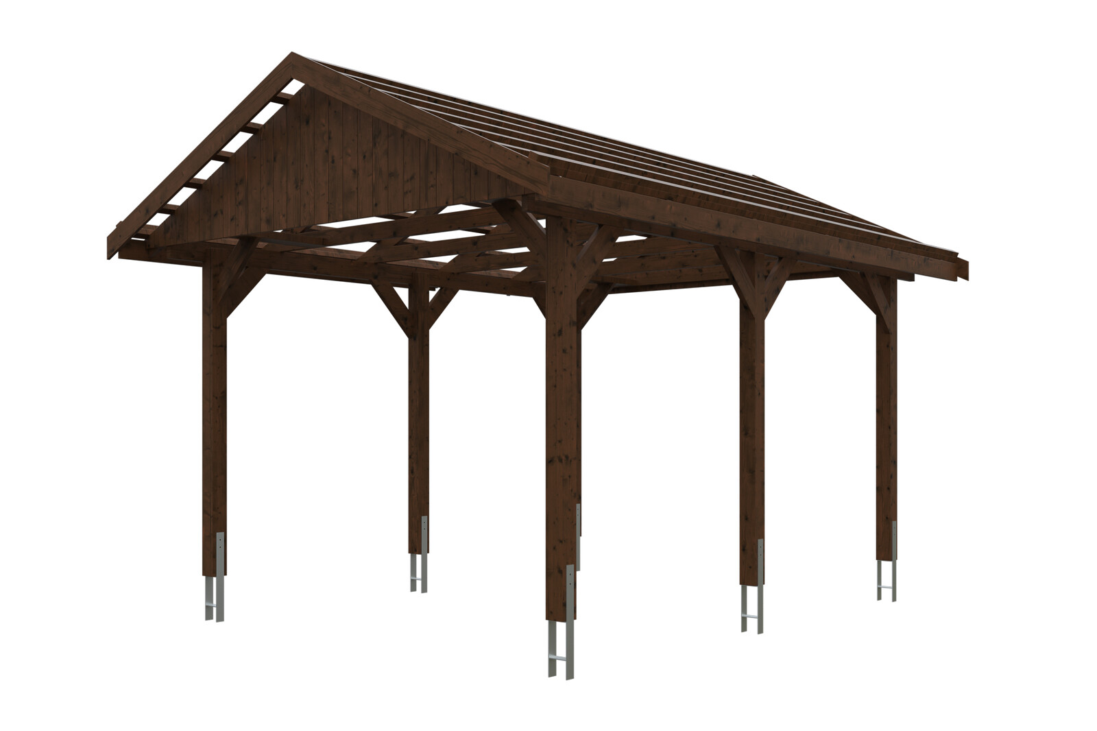Carport Wallgau 380 x 500 cm, colour pre-treated walnut
