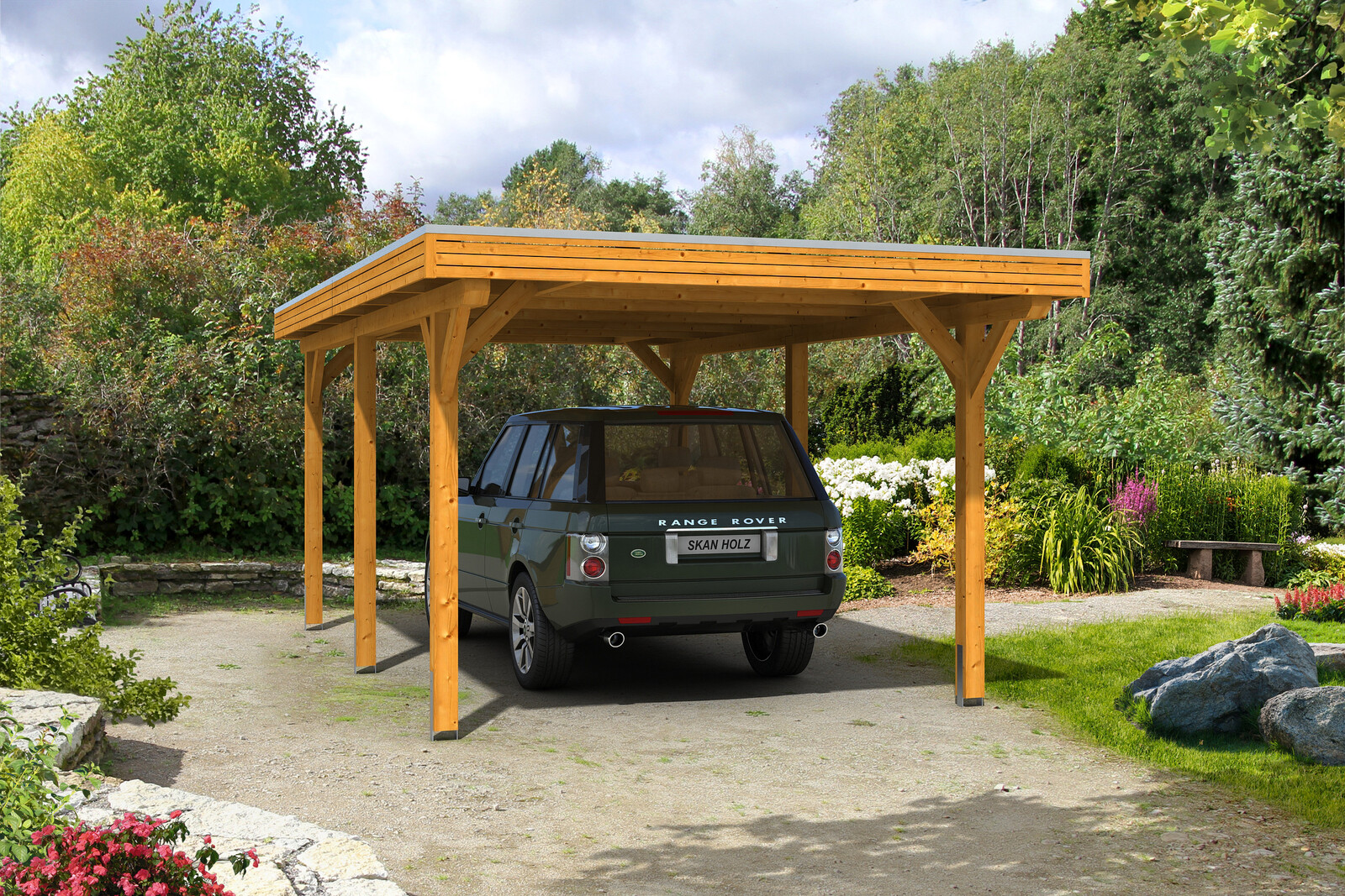 Carport Spessart 355 x 604 cm, eiche hell