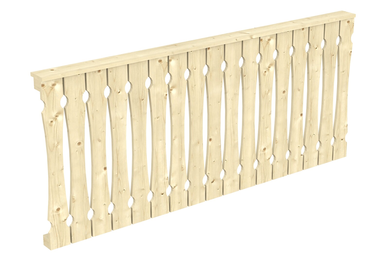 Brüstung Balkonschalung 220 x 96 cm, Fichte, natur