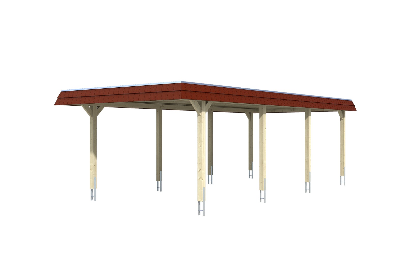 Carport Wendland, rode plaat met leisteenuiterlijk 409 x 870 cm, onbehandeld, met dakbetimmering en EPDM-folie