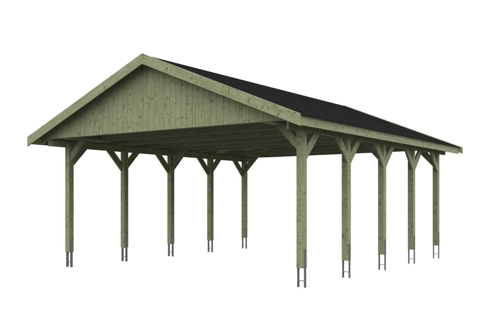 Carport Wallgau 620 x 750 cm, schwarze Schindeln