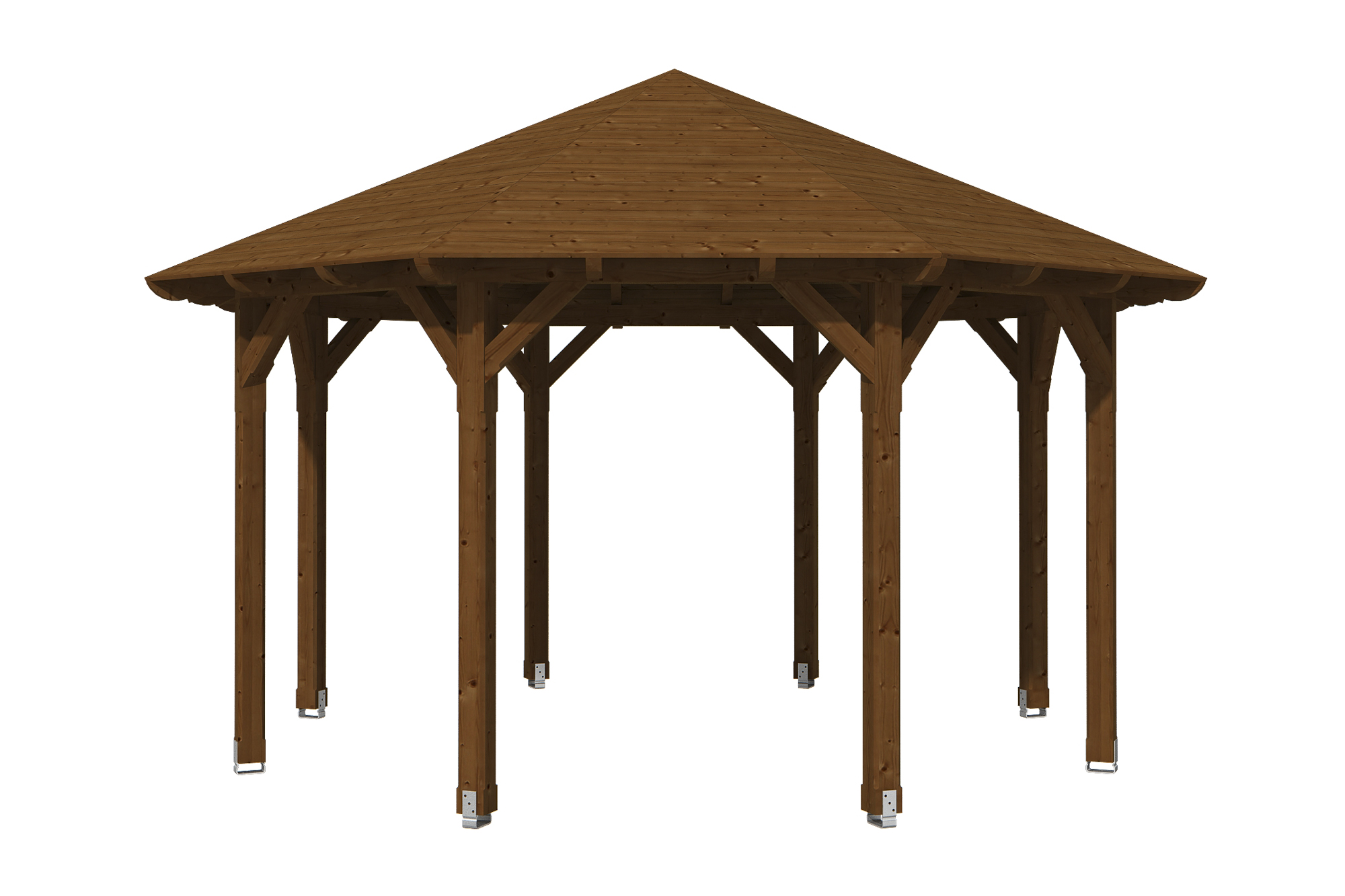 8hranný altán LYON 2, Ø 484 cm, barevně ošetřeno v barvě ořechu