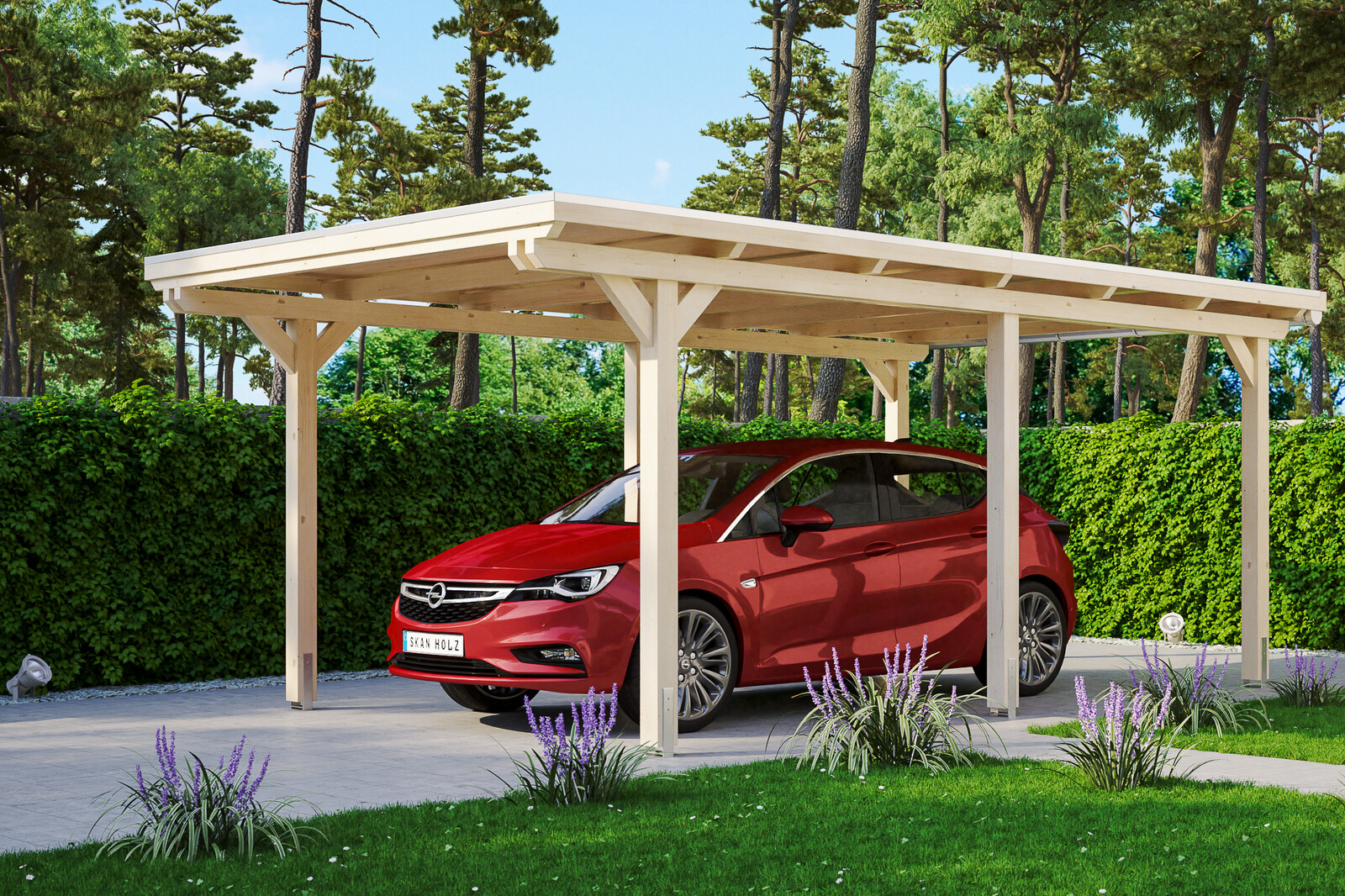 Carport Emsland 354 x 604 cm mit Aluminiumdach, natur