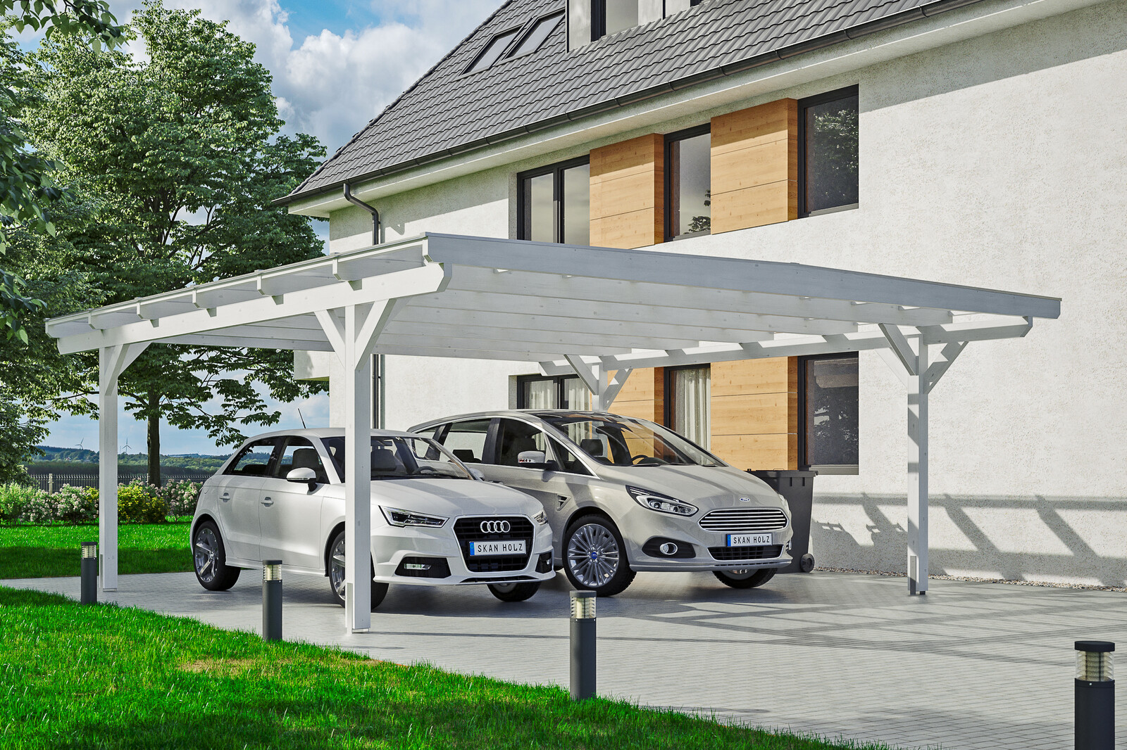 Carport Odenwald 640 x 648 cm, weiß