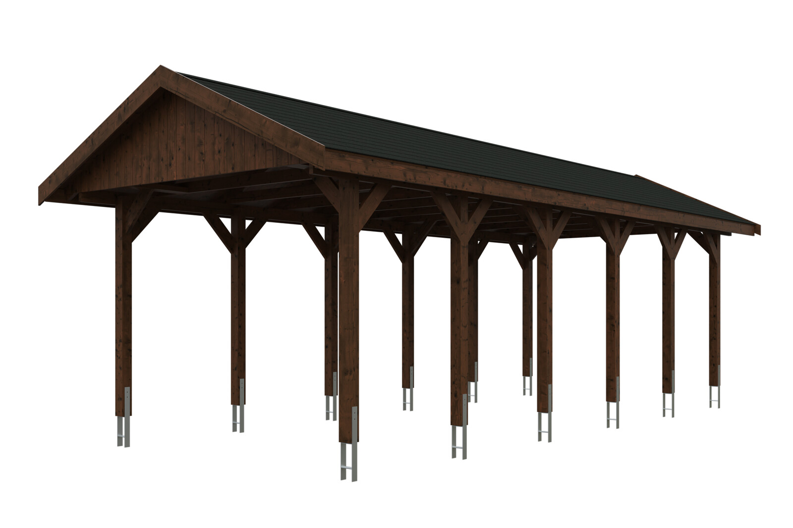 Přístřešek na auto WALLGAU 380 x 900 cm, ořech, černá šindele