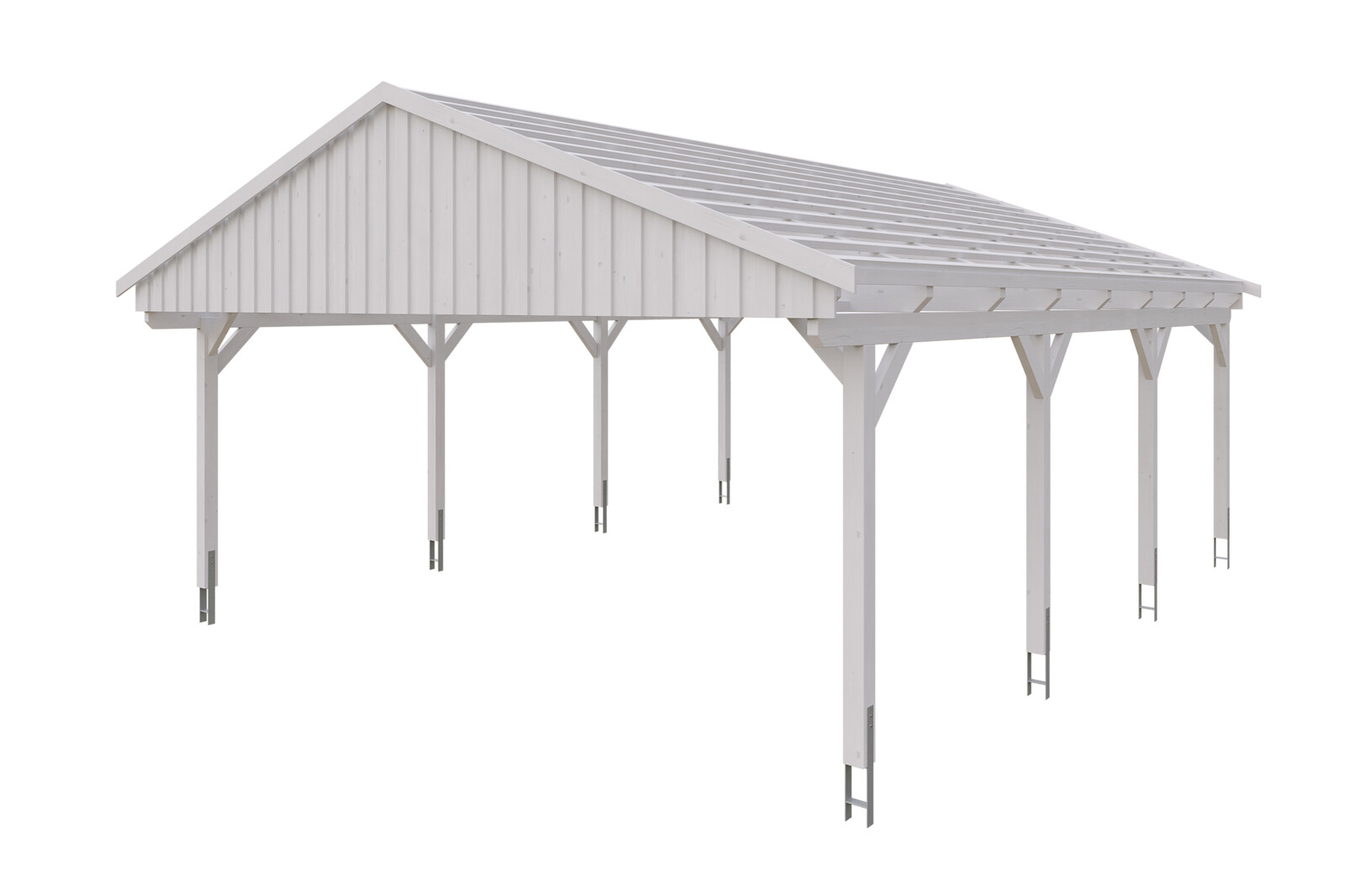 Carport Fichtelberg 618 x 808 cm, Dachlattung, weiß