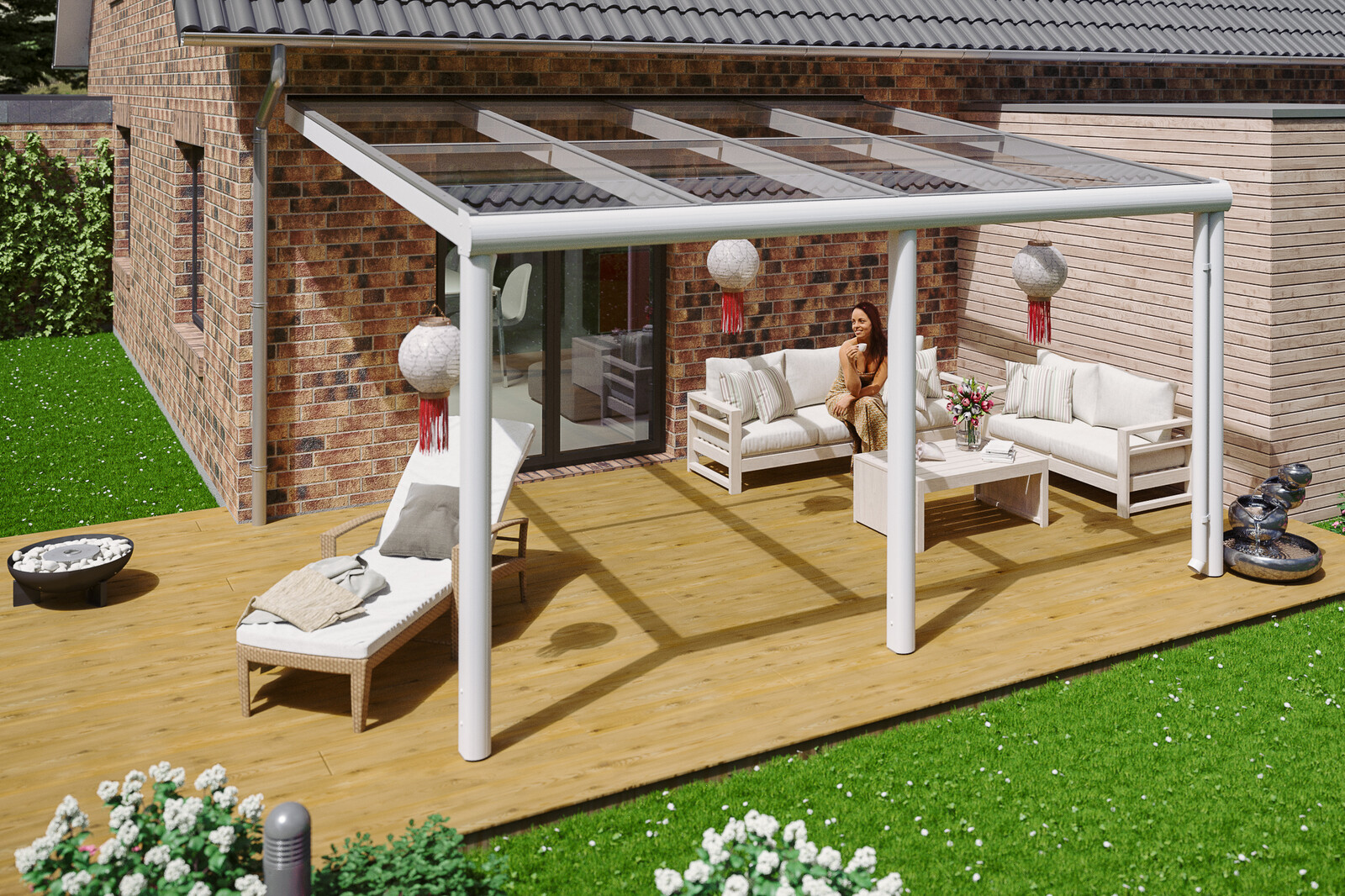 Terrassenüberdachung Monza 434 x 257 cm, Aluminium, weiß