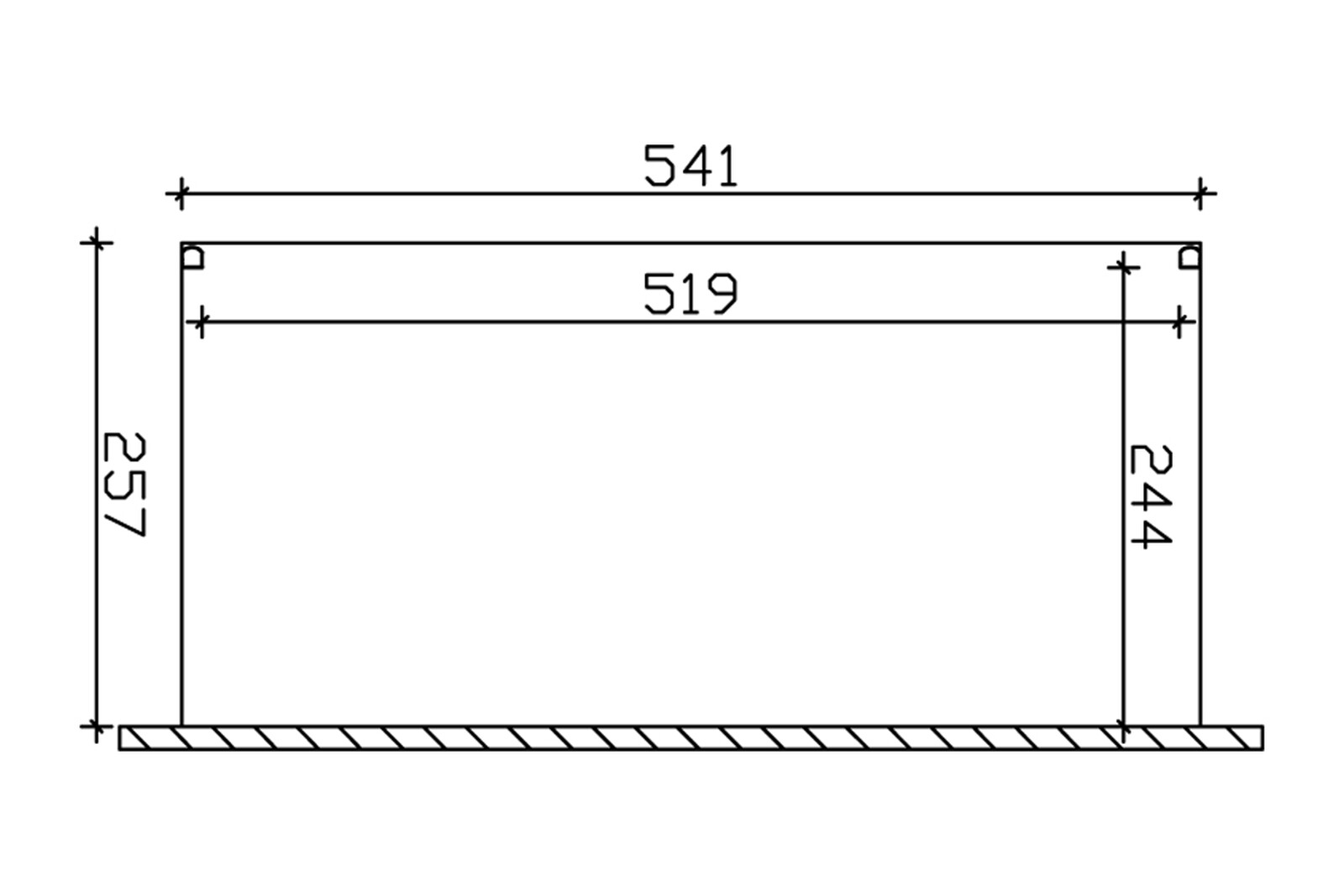 Terrassenüberdachung Modena 541 x 257 cm, Aluminium, weiß