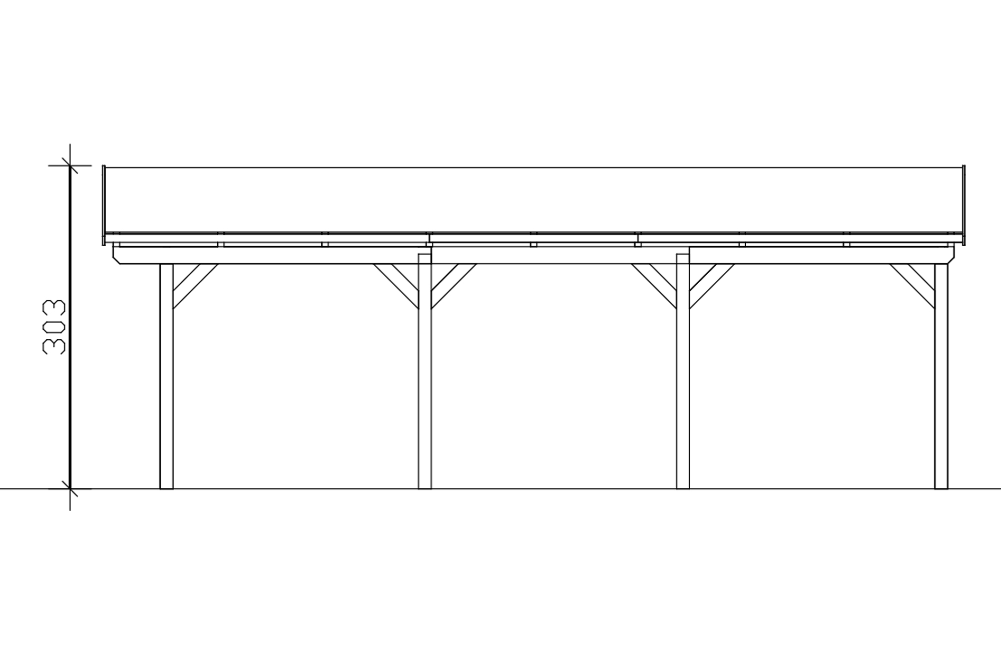 Carport Fichtelberg 317 x 808 cm, schwarze Schindeln, weiß