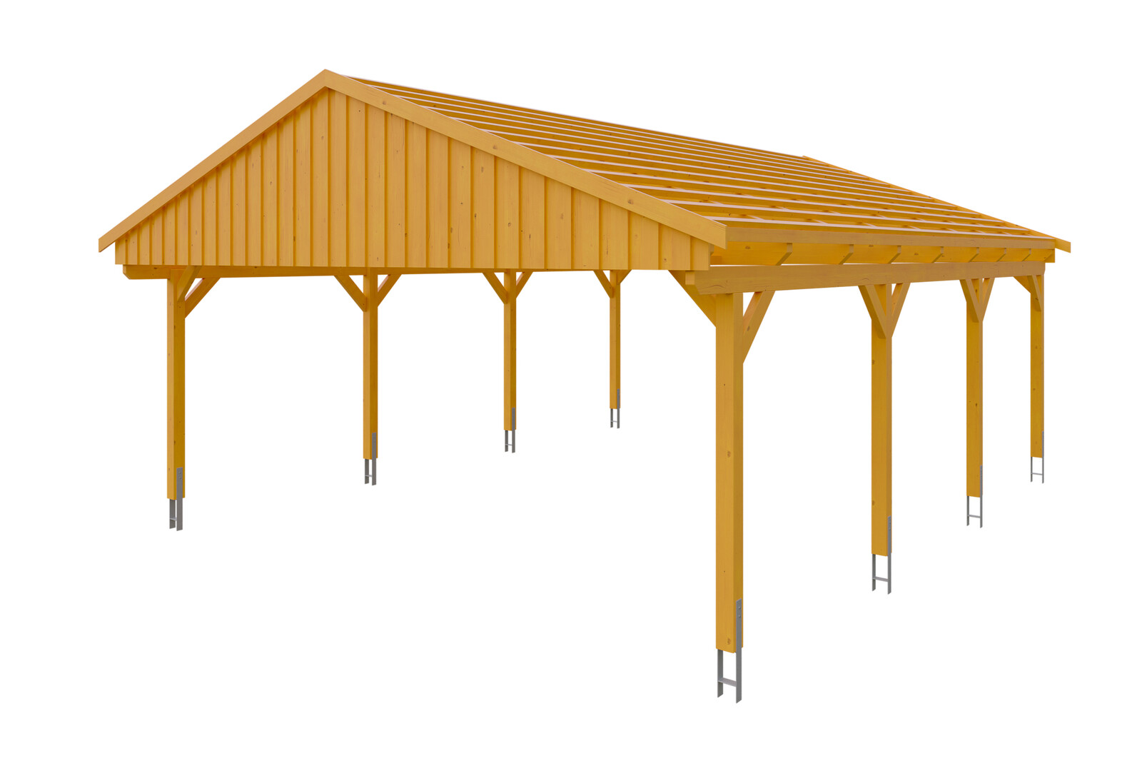 Carport Fichtelberg 618 x 808 cm, Dachlattung, eiche hell