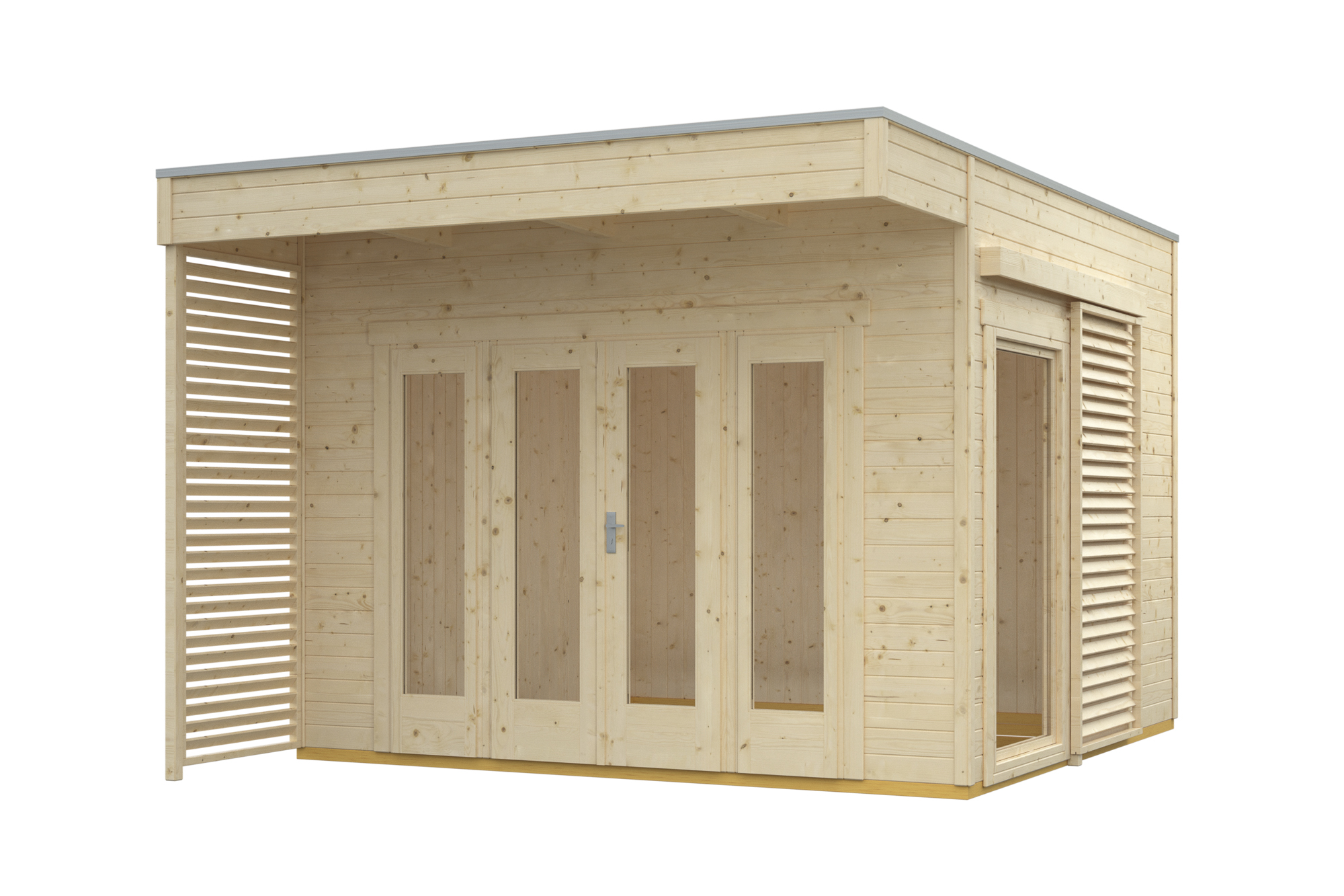 Gartenhaus Tokio 2, 340 x 340 cm, doppelschalig, natur
