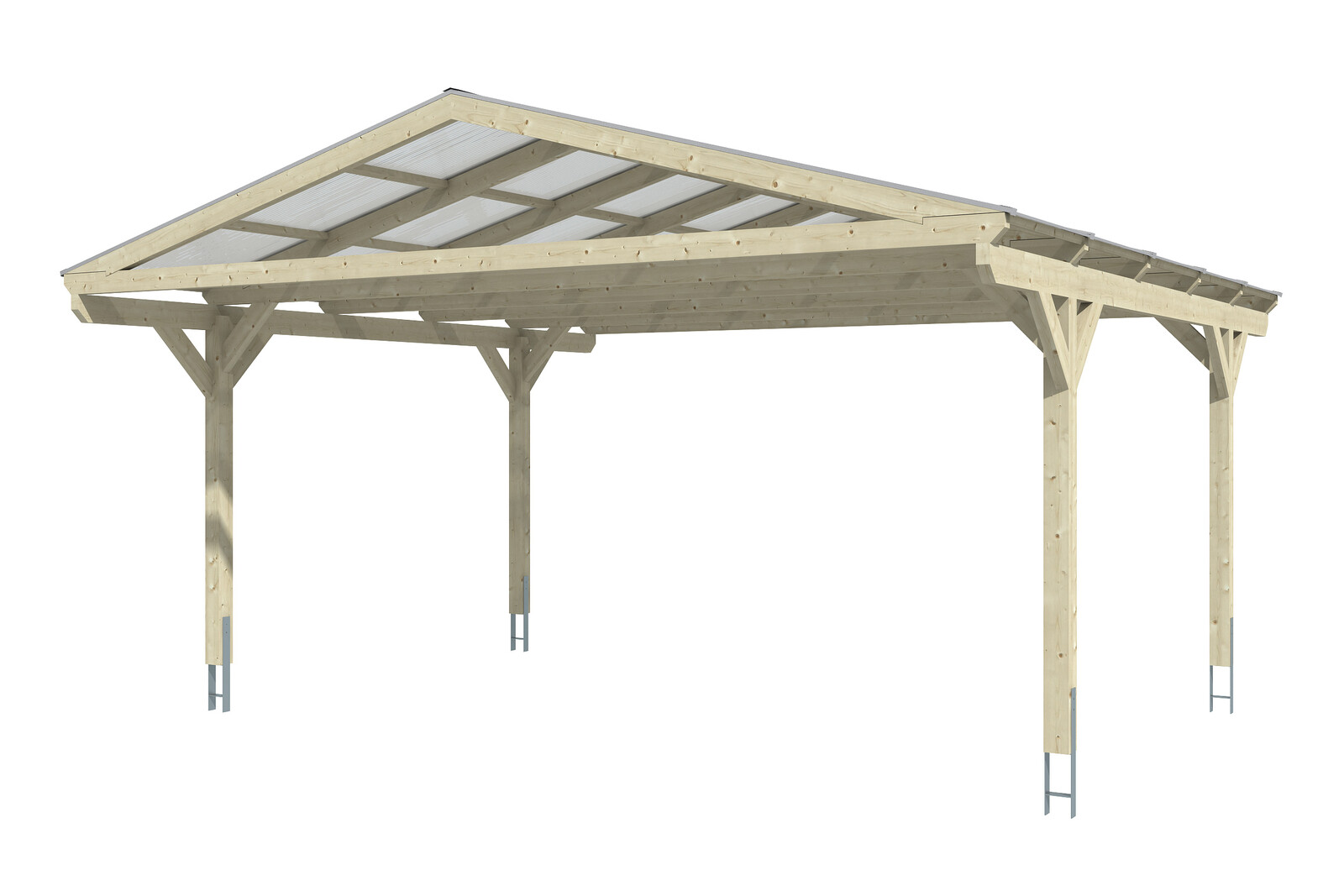 Carport Westerwald 570 x 541 cm, onbehandeld, met polycarbonaatplaten