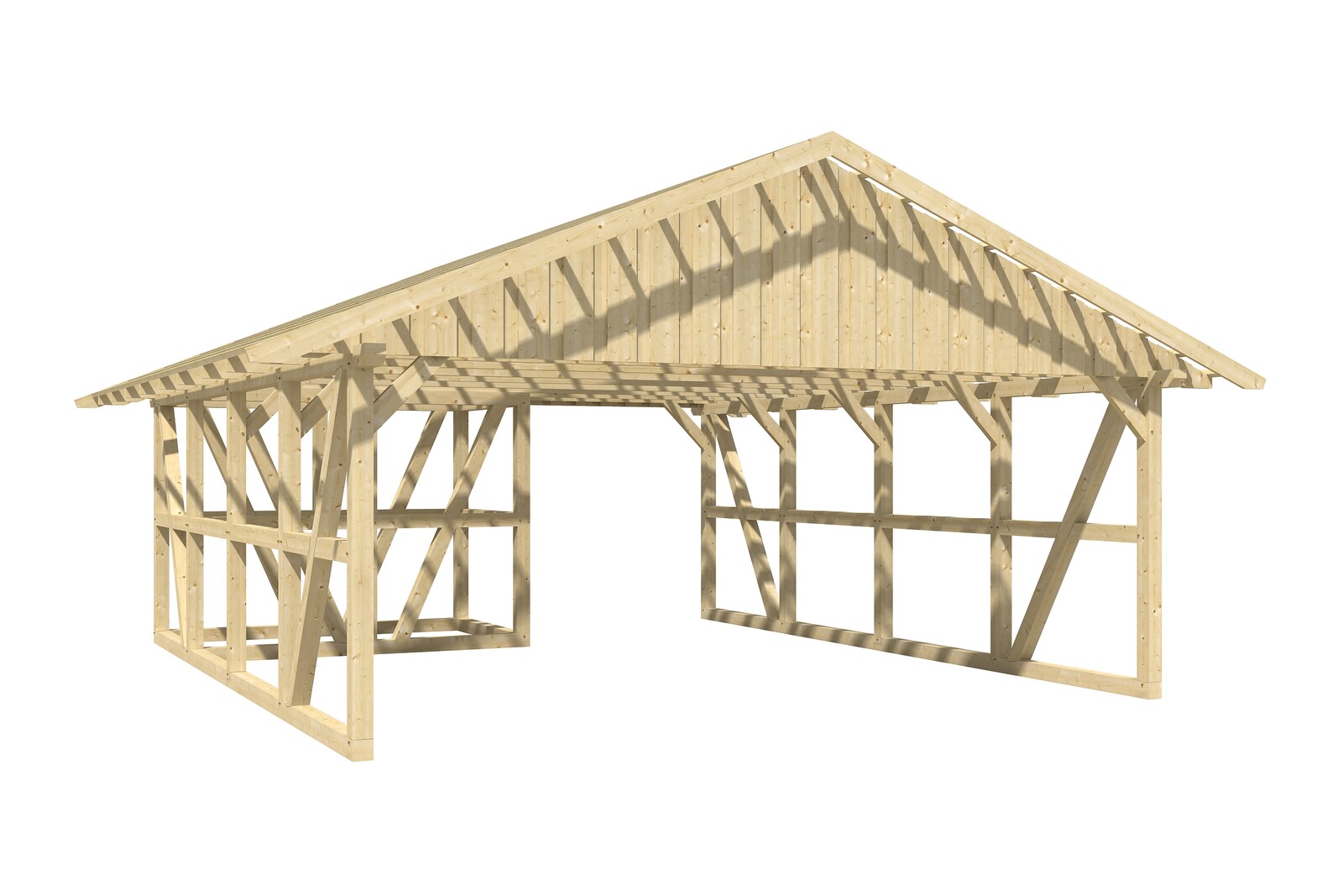 Carport Schwarzwald 684 x 772 cm mit Abstellraum 1, eiche hell, mit Dachlattung