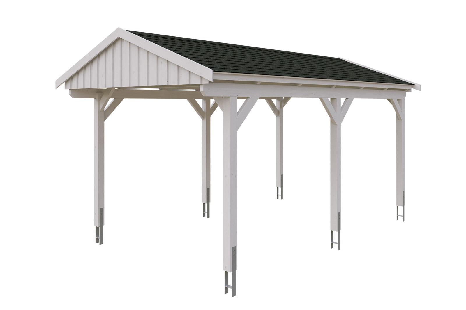 Carport Fichtelberg 317 x 566 cm, schwarze Schindeln, weiß