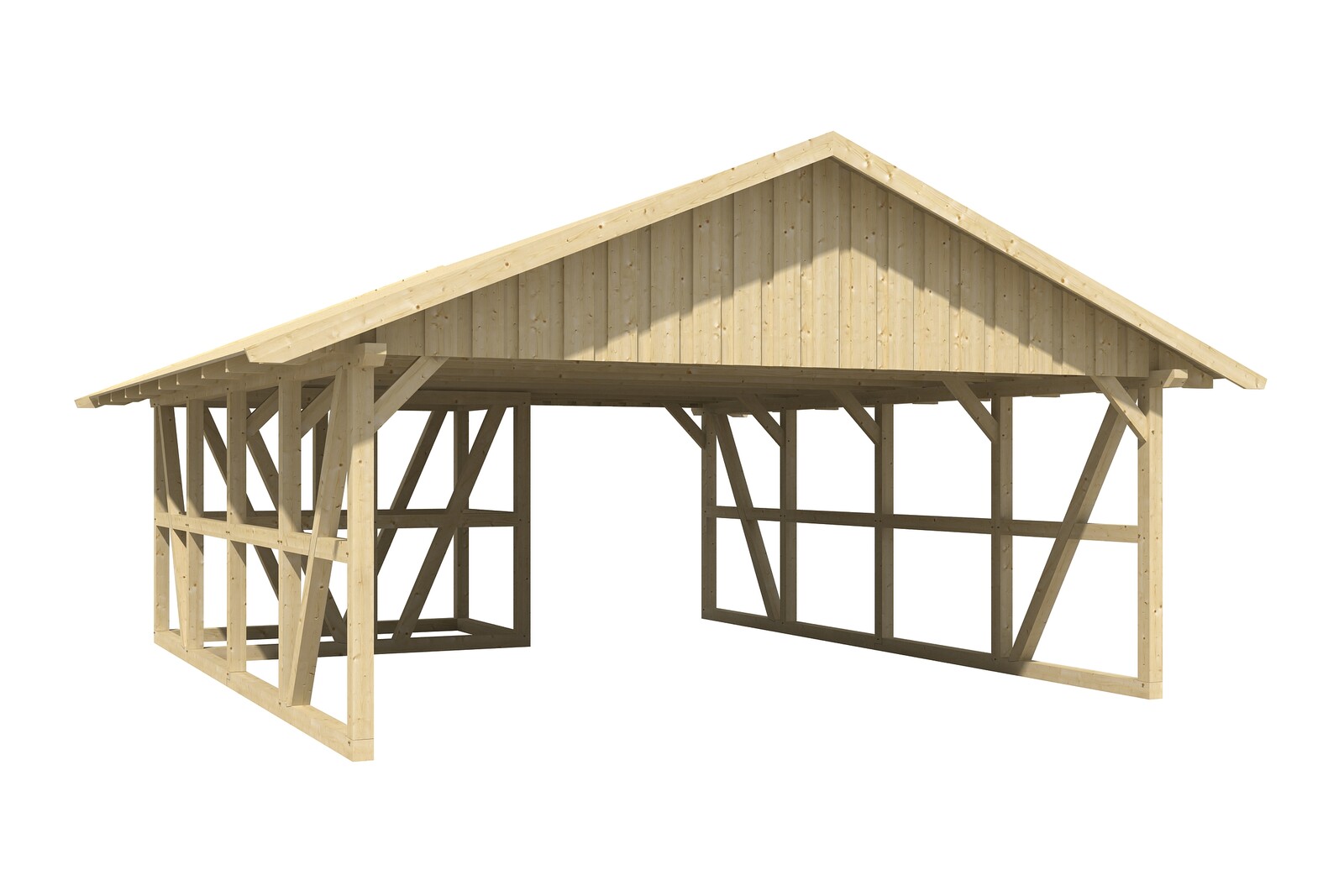 Carport Schwarzwald 684 x 772 cm mit Abstellraum 1, nussbaum, mit Dachschalung