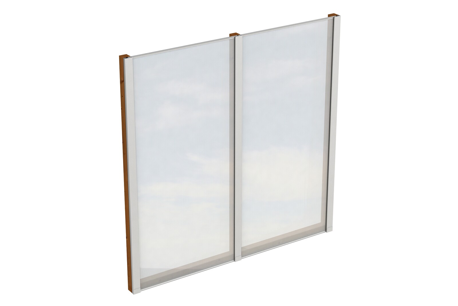 Seitenwand m. Polycarbonatplatten 193 x 200 cm, Fichte, nussbaum