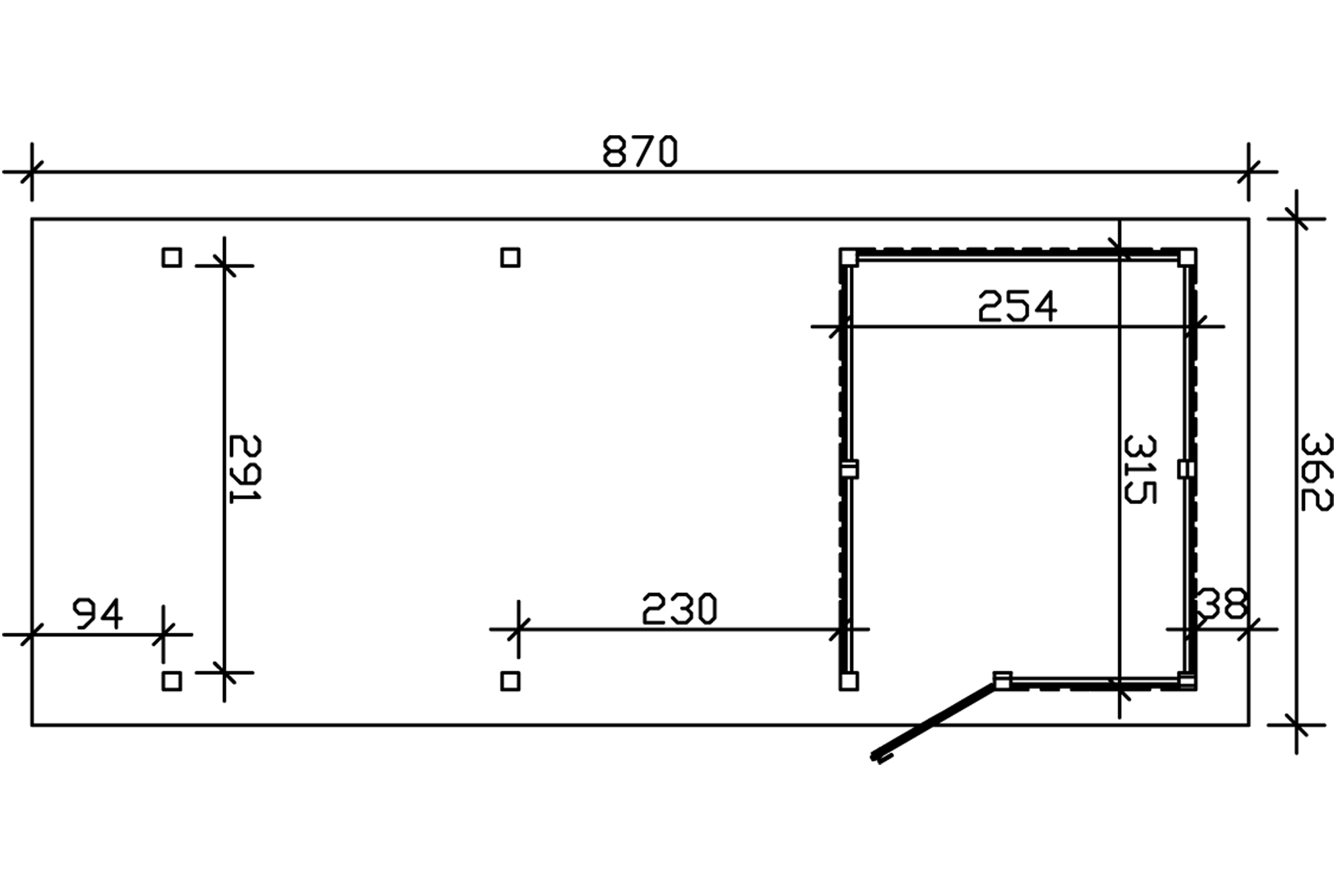 Carport Wendland, zwarte plaat met leisteenuiterlijk 362 x 870 cm, met bergruimte, onbehandeld, met Aluminium dakplaten