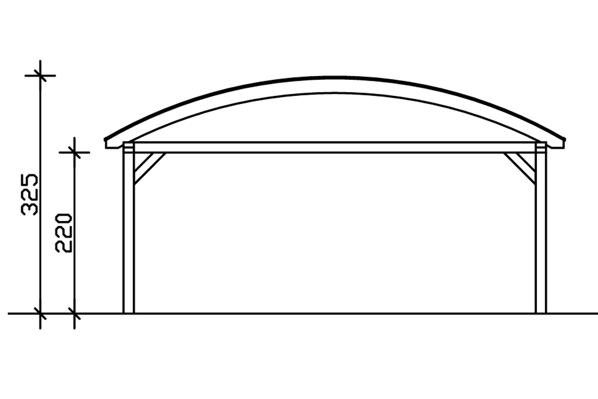 Bogendach-Carport Franken 635 x 541 cm, natur
